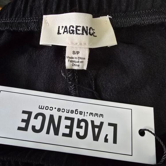 L'Agence Geraldine Monstera Cover-Up Wide Leg Pants Black Beaded Sheer S NEW - Picture 4 of 10